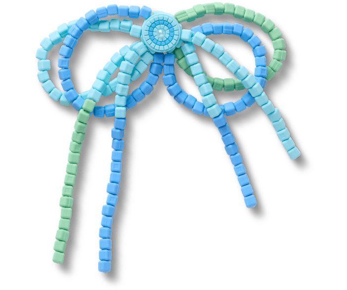 Blue and Green Beaded Bow