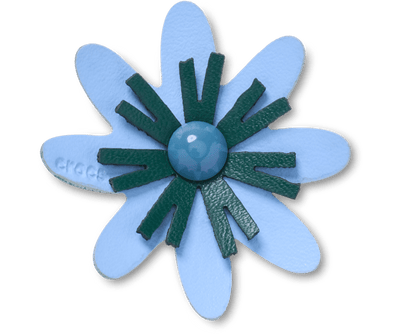 Faux Leathe r Blue Flower