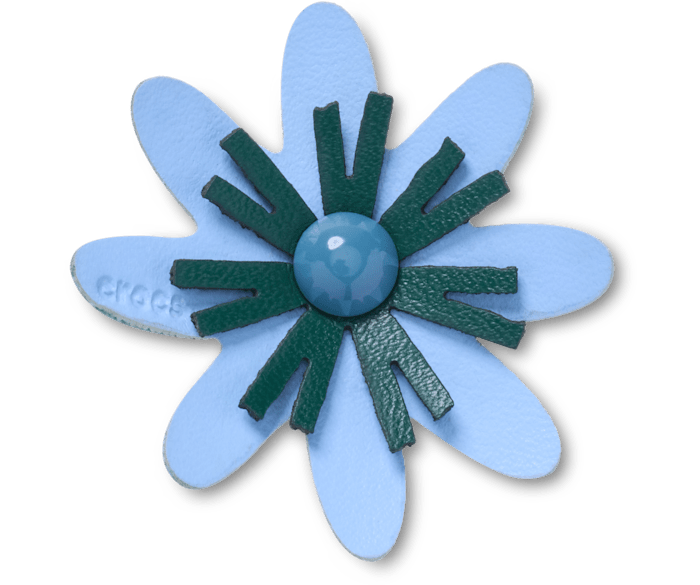 Faux Leathe r Blue Flower