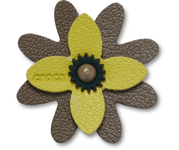 Faux Leathe r Green Flower