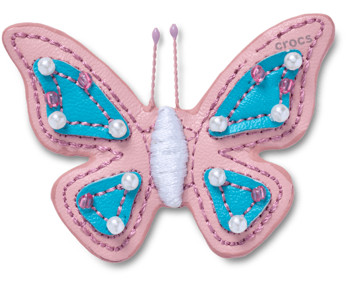 Faux Leathe r Pink Butterfly